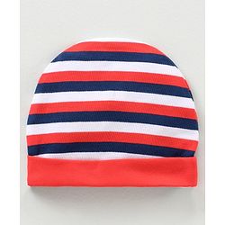 Babyhug 100% Cotton Cap Mittens & Booties Striped Red -  Diameter 12 cm