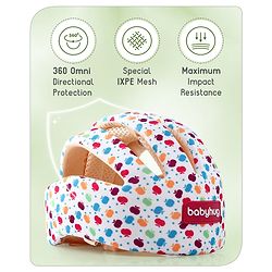 Babyhug Premium Baby Safety Apple Print Helmet - Multicolour