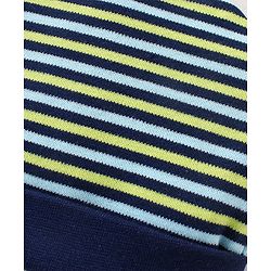 Babyhug 100% Cotton Cap Mittens & Booties Set Striped Navy Blue - Diameter 9.5 cm