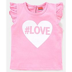 Babyhug 100% Cotton Knit Half Sleeves Love Print & Frill Detailing T-Shirt Pack Of 3 - Pink & Yellow