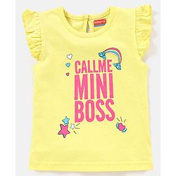 Babyhug 100% Cotton Knit Half Sleeves Love Print & Frill Detailing T-Shirt Pack Of 3 - Pink & Yellow