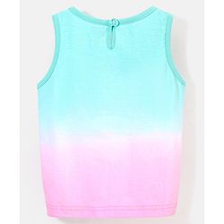 Babyhug Cotton Sleeveless Tee With Bow Detailing & Sunshine Graphics- Light Blue & Pink