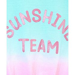 Babyhug Cotton Sleeveless Tee With Bow Detailing & Sunshine Graphics- Light Blue & Pink