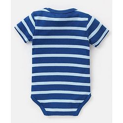 Babyhug 100% Cotton Half Sleeves Onesies Caterpillar and Stripes Print Pack of 3 - Blue & Orange