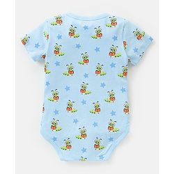 Babyhug 100% Cotton Half Sleeves Onesies Caterpillar and Stripes Print Pack of 3 - Blue & Orange