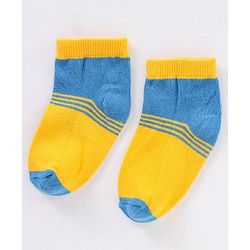 Cute Walk by Babyhug Non Terry Cotton Knit Ankle Length Anti Bacterial Socks Striped Design Pack of 3 - White Yellow & Black
