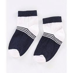 Cute Walk by Babyhug Non Terry Cotton Knit Ankle Length Anti Bacterial Socks Striped Design Pack of 3 - White Yellow & Black