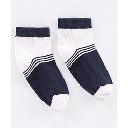 Cute Walk by Babyhug Non Terry Cotton Knit Ankle Length Anti Bacterial Socks Striped Design Pack of 3 - White Yellow & Black