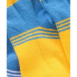 Cute Walk by Babyhug Non Terry Cotton Knit Ankle Length Anti Bacterial Socks Striped Design Pack of 3 - White Yellow & Black