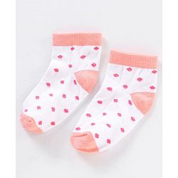 Cute Walk by Babyhug Non Terry Cotton Knit Ankle Length Anti Bacterial Socks Stripes & Dots Design Pack of 3 - Pink & White