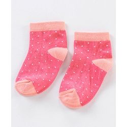 Cute Walk by Babyhug Non Terry Cotton Knit Ankle Length Anti Bacterial Socks Stripes & Dots Design Pack of 3 - Pink & White
