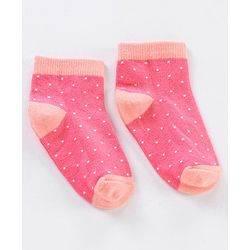 Cute Walk by Babyhug Non Terry Cotton Knit Ankle Length Anti Bacterial Socks Stripes & Dots Design Pack of 3 - Pink & White