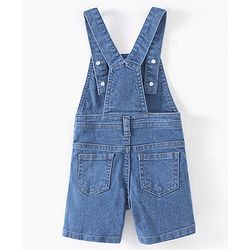 Babyhug Denim  Dungaree With Half Sleeves T-Shirt Striped  - Blue
