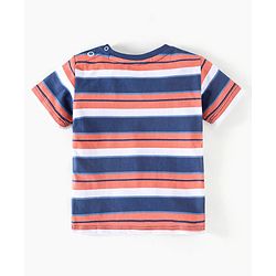 Babyhug Denim  Dungaree With Half Sleeves T-Shirt Striped  - Blue