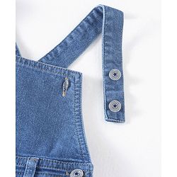 Babyhug Denim  Dungaree With Half Sleeves T-Shirt Striped  - Blue