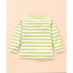 Babyhug Terry  Full Sleeve T-Shirt and Denim Full Length Bottomwear With Penguin & Stripes Print - Blue Green