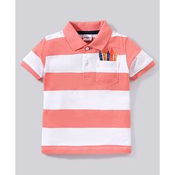 Babyhug Half Sleeves T-Shirt and Denim Shorts Stripes Pattern - Red Blue