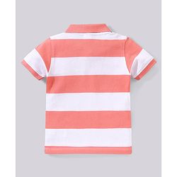 Babyhug Half Sleeves T-Shirt and Denim Shorts Stripes Pattern - Red Blue