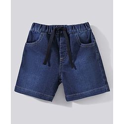 Babyhug Half Sleeves T-Shirt and Denim Shorts Stripes Pattern - Red Blue