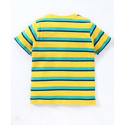 Babyhug Cotton Knit Half Sleeves Striped & Wild Animal Printed T-Shirts Pack of 3 - Blue & Yellow