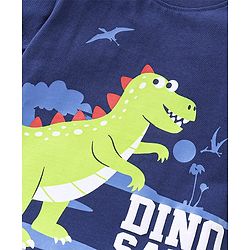 Babyhug Cotton Half Sleeves T-Shirt Dino Print- Navy Blue