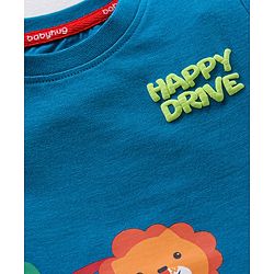 Babyhug Cotton  Half Sleeves T-Shirt Driving Lion Print - Blue