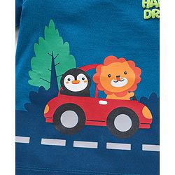 Babyhug Cotton  Half Sleeves T-Shirt Driving Lion Print - Blue