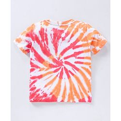 Babyhug Cotton Half Sleeves T-Shirt Tie Dye & Dolphin Print- Red & White