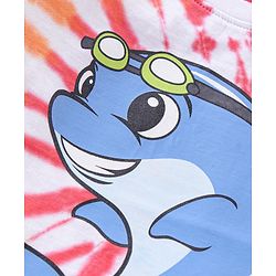 Babyhug Cotton Half Sleeves T-Shirt Tie Dye & Dolphin Print- Red & White