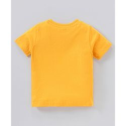 Babyhug Cotton Half Sleeves T-Shirt With Astronaut Embroidery- Yellow