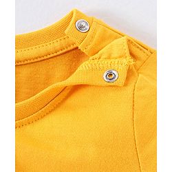 Babyhug Cotton Half Sleeves T-Shirt With Astronaut Embroidery- Yellow
