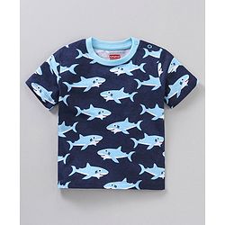 Babyhug Cotton Jersey Knit Half Sleeves Striped T-Shirt Shark Print Pack of 3 - Multicolor