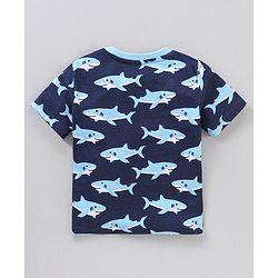 Babyhug Cotton Jersey Knit Half Sleeves Striped T-Shirt Shark Print Pack of 3 - Multicolor