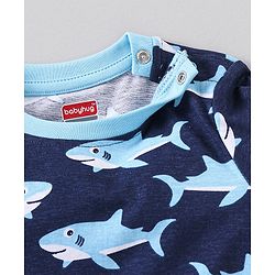 Babyhug Cotton Jersey Knit Half Sleeves Striped T-Shirt Shark Print Pack of 3 - Multicolor