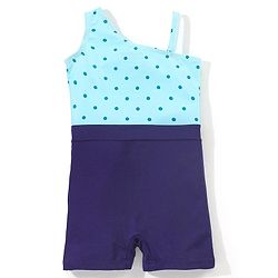 Babyhug Sleeveless Legged Swimsuit With Bow Applique Polka Dot Print- Navy Blue