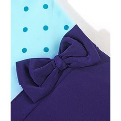 Babyhug Sleeveless Legged Swimsuit With Bow Applique Polka Dot Print- Navy Blue