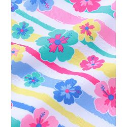 Babyhug Sleeveless Legged Swimsuit Floral Print - Blue & Pink