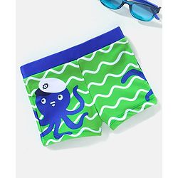 Babyhug Swimming Trunk Octopus Print - Blue & Green