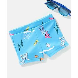 Babyhug Swimming Trunk Marine Life Print - Blue