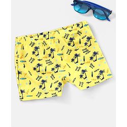 Babyhug Swimming Trunk Tropical Print - Yellow