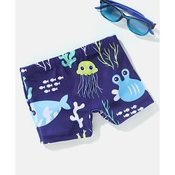 Babyhug Swimming Trunk Aquatic Print - Navy Blue