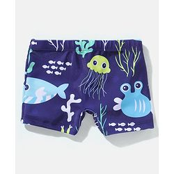 Babyhug Swimming Trunk Aquatic Print - Navy Blue
