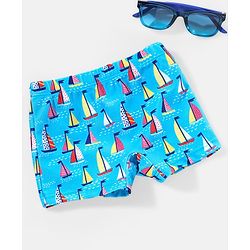 Babyhug Swimming Trunk Boat Print - Blue
