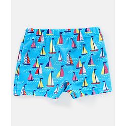 Babyhug Swimming Trunk Boat Print - Blue