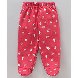 Babyhug 100% Cotton Full Length Bootie Legging Striped & Polka Dot Print Pack Of 3 - Red Pink