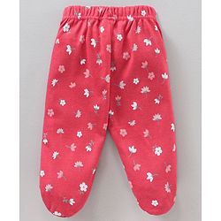 Babyhug 100% Cotton Full Length Bootie Legging Striped & Polka Dot Print Pack Of 3 - Red Pink