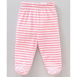 Babyhug 100% Cotton Full Length Bootie Legging Striped & Polka Dot Print Pack Of 3 - Red Pink