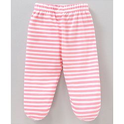 Babyhug 100% Cotton Full Length Bootie Legging Striped & Polka Dot Print Pack Of 3 - Red Pink