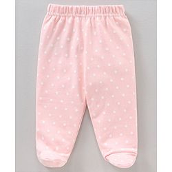 Babyhug 100% Cotton Full Length Bootie Legging Striped & Polka Dot Print Pack Of 3 - Red Pink