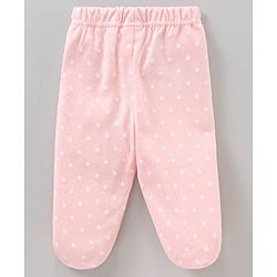 Babyhug 100% Cotton Full Length Bootie Legging Striped & Polka Dot Print Pack Of 3 - Red Pink